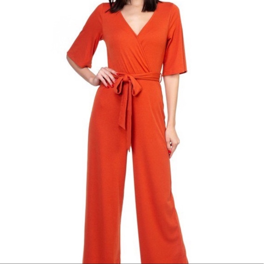 Orange Short Sleeve Jumpsuit NWT Size Large